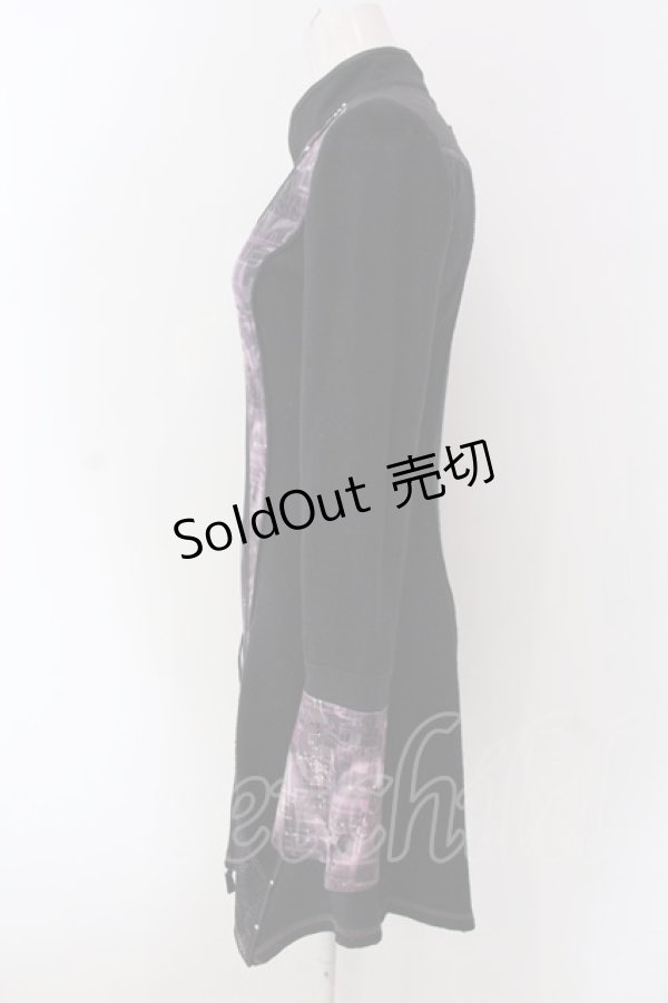 画像3: Ozz Croce / 異素材ジップワンピース  ブラック×パープル O-25-04-15-026-OO-OP-IG-OS (3)