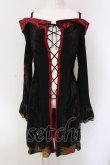 画像1: Qutie Frash / レースアップオフショルチュニック【旧タグ】  ブラック×レッド×ちりめん O-25-04-15-027-QU-OP-IG-OS (1)
