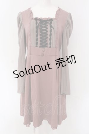 画像: axes femme / ジャンドレレイヤードワンピース M ピンクベージュ×ベージュ O-25-04-15-029-AX-OP-IG-OS