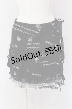 画像: FRILL / オリジナルプリントプリーツ巻きスカート  ブラック×ホワイト O-25-04-15-031-HN-SK-IG-OS