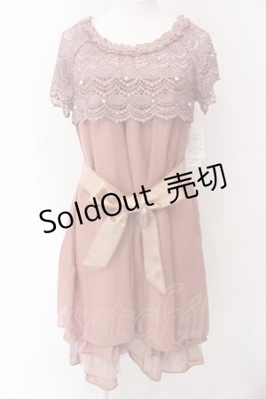 画像: axes femme / レースケープ風Aラインドレス M ピンク O-25-04-15-032-AX-OP-IG-OS