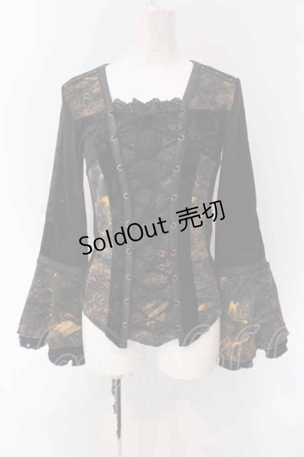 画像1: Ozz On / レースアップ異素材ニット  ブラック O-25-04-15-033-OO-TO-IG-OS (1)