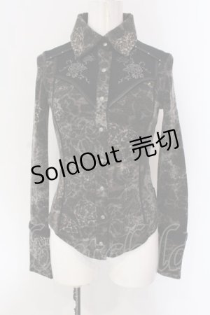 画像: Ozz Croce / 薔薇柄起毛ブラウス  ブラック×グレー系 O-25-04-15-035-OO-BL-IG-OS