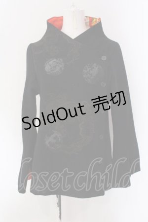 画像: gouk / プリントショートジャケット  ブラック×裏地レッド O-25-04-15-036-GO-JA-IG-ZS