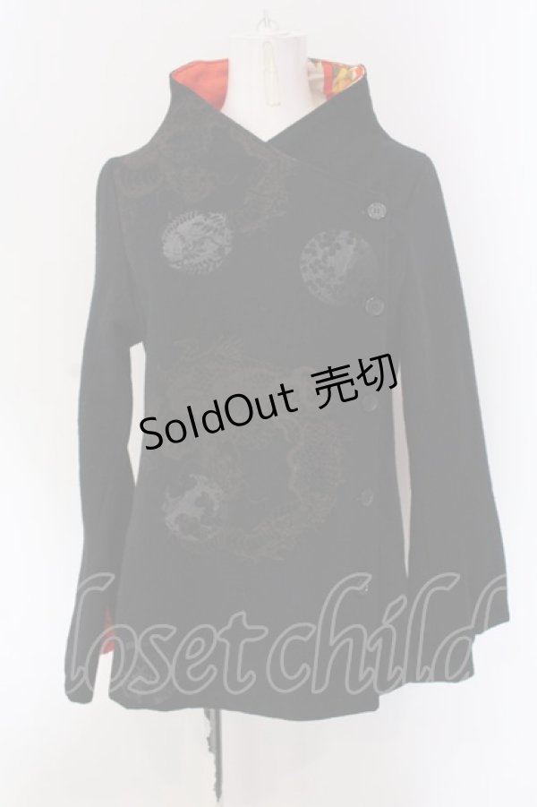 画像1: gouk / プリントショートジャケット  ブラック×裏地レッド O-25-04-15-036-GO-JA-IG-ZS (1)