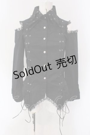 画像: ACDC RAG / レースアップ肩あきブラウス  ブラック O-25-04-15-038-PU-BL-IG-OS