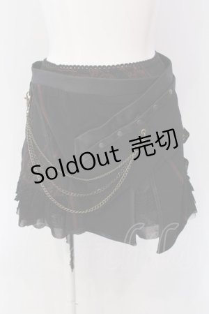 画像: Ozz Croce / チェーン付レイヤードスカート  レッド×ブラック O-25-04-15-042-OO-SK-IG-OS