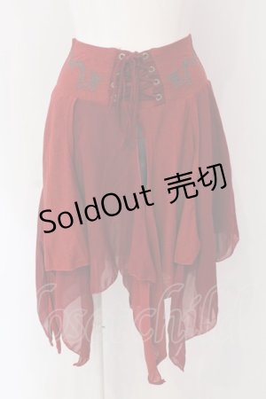 画像: Ozz Croce / 刺繍ランダムスカート  レッド×ブラック O-25-04-15-044-OO-SK-IG-OS