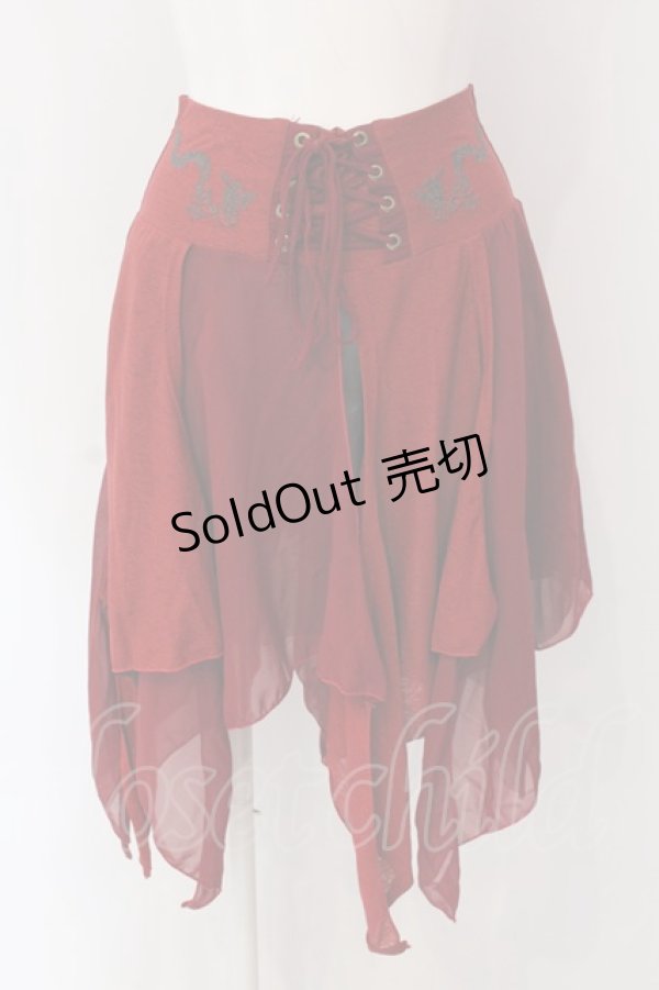 画像1: Ozz Croce / 刺繍ランダムスカート  レッド×ブラック O-25-04-15-044-OO-SK-IG-OS (1)