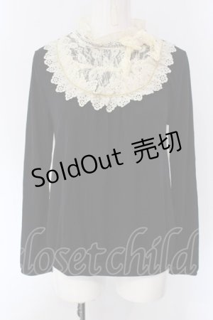画像: axes femme / レースヨークカットソー  クロ×アイボリー O-25-04-15-048-AX-TO-IG-OS
