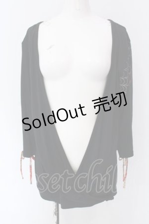 画像: gouk / プリントカシュクールカーディガン  ブラック O-25-04-15-005-GO-TO-IG-OS