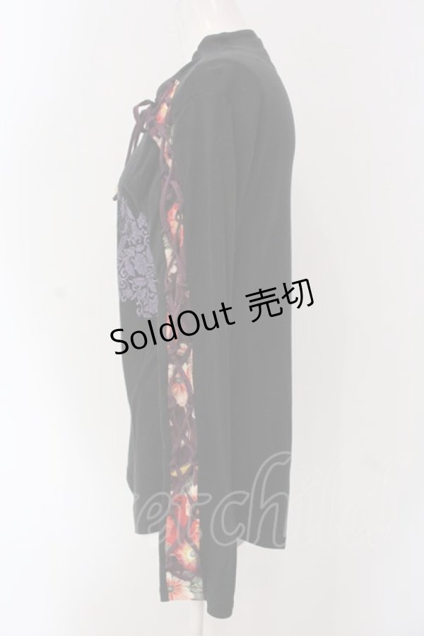 画像3: gouk / レースアップスリーブプリントカットソー  ブラック O-25-04-15-053-GO-TO-IG-OS (3)