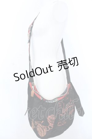 画像: kikou / 鞠プリントショルダーバッグ  ブラック×レッド O-25-04-15-1004-GO-BG-IG-OS
