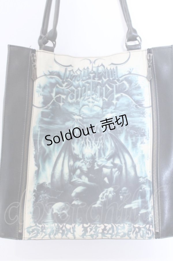 画像2: Jean Paul GAULTIER / サタントートバック  ブラック×アイボリー×グリーン O-25-04-15-1007-GO-BG-IG-OS (2)