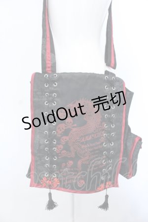 画像: HN+nois / チャイナタッセルレースアップショルダーバッグ  ブラック×レッド O-25-04-15-1009-HN-BG-IG-OS