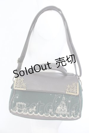 画像: axes femme / お城ptフェルト切り替えハンドバッグ  グリーン O-25-04-15-1011-AX-BG-IG-ZT-K021