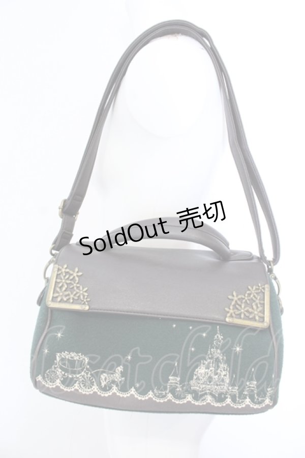 画像1: axes femme / お城ptフェルト切り替えハンドバッグ  グリーン O-25-04-15-1011-AX-BG-IG-ZT-K021 (1)