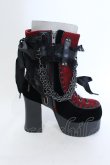 画像5: Demonia / ベロア切り替え厚底ブーツ つま先〜かかと（横向きにして測定）約28ｃｍ ブラック×レッド O-25-04-15-1014-PU-SH-OW-OS (5)