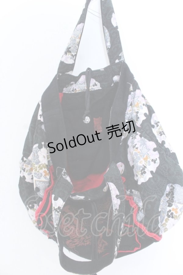 画像2: kikou / 和柄コーデュロイ切り替えトートバッグ  ブラック O-25-04-15-1002-GO-BG-IG-OS (2)