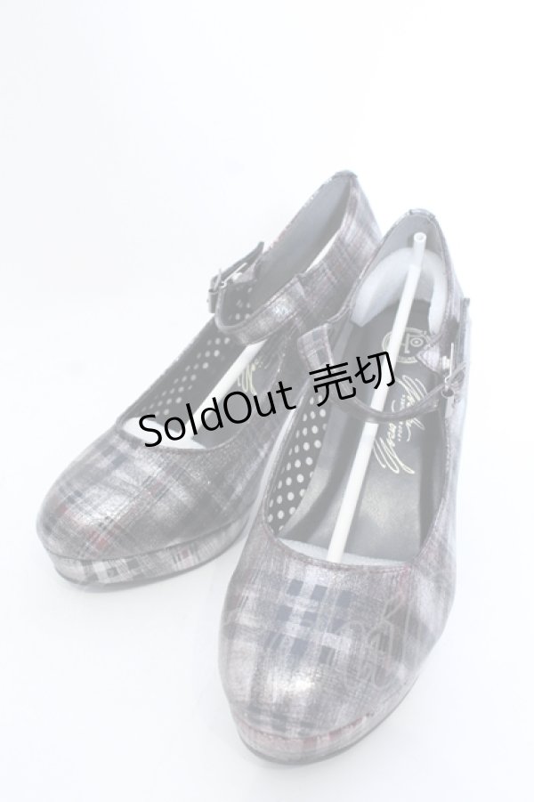 画像1: YOSUKE / チャンキーヒールパンプス L ラメチェック O-25-04-15-1017-PU-SH-IG-ZT-K001 (1)