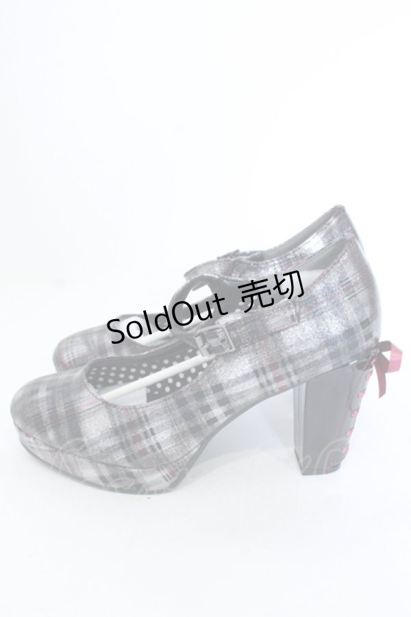 画像2: YOSUKE / チャンキーヒールパンプス L ラメチェック O-25-04-15-1017-PU-SH-IG-ZT-K001 (2)
