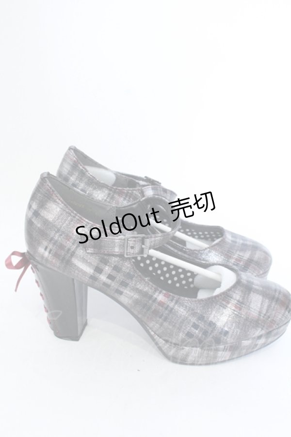 画像4: YOSUKE / チャンキーヒールパンプス L ラメチェック O-25-04-15-1017-PU-SH-IG-ZT-K001 (4)