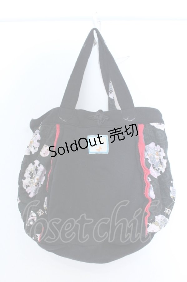 画像3: kikou / 和柄コーデュロイ切り替えトートバッグ  ブラック O-25-04-15-1002-GO-BG-IG-OS (3)