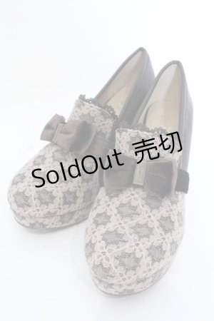 画像: axes femme / レースベロアリボンパンプス L ブラウン O-25-04-15-1018-AX-SH-IG-ZT-K003
