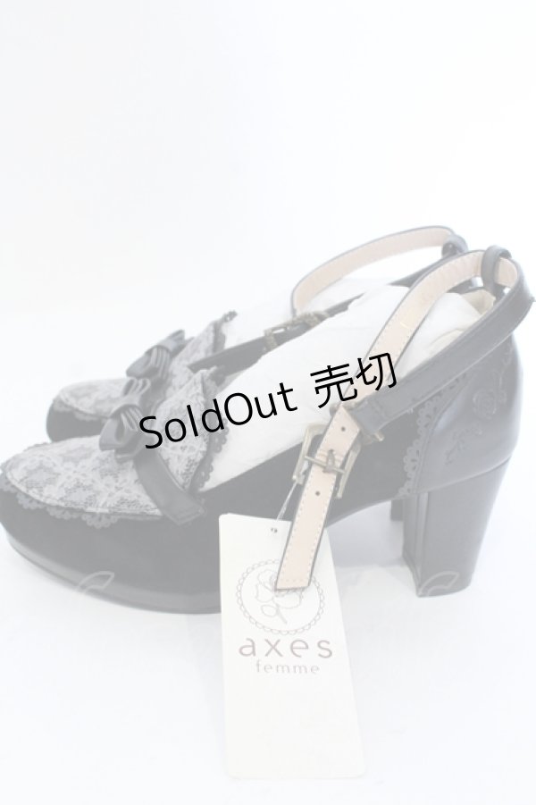 画像2: axes femme / ロマンティックレースパンプス L クロ O-25-04-15-1020-AX-SH-OW-OS (2)