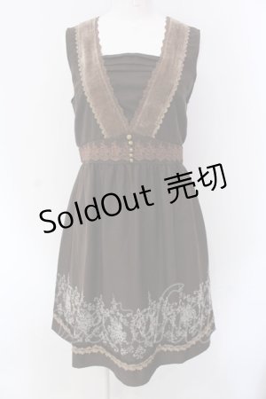画像: axes femme / 裾パネルフロッキー柄ワンピース M ブラウン O-25-04-15-058-AX-OP-IG-OS