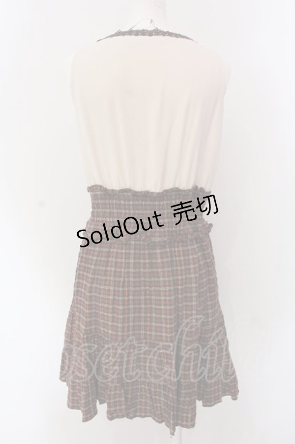 画像3: axes femme / ウエストシャーリングチェック7チェック切替ワンピース M アイボリー×ブラウン O-25-04-15-059-AX-OP-IG-OS (3)