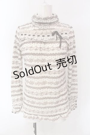 画像: axes femme / レースプリントハイネックカットソー M アイボリー O-25-04-15-066-AX-TO-IG-OS