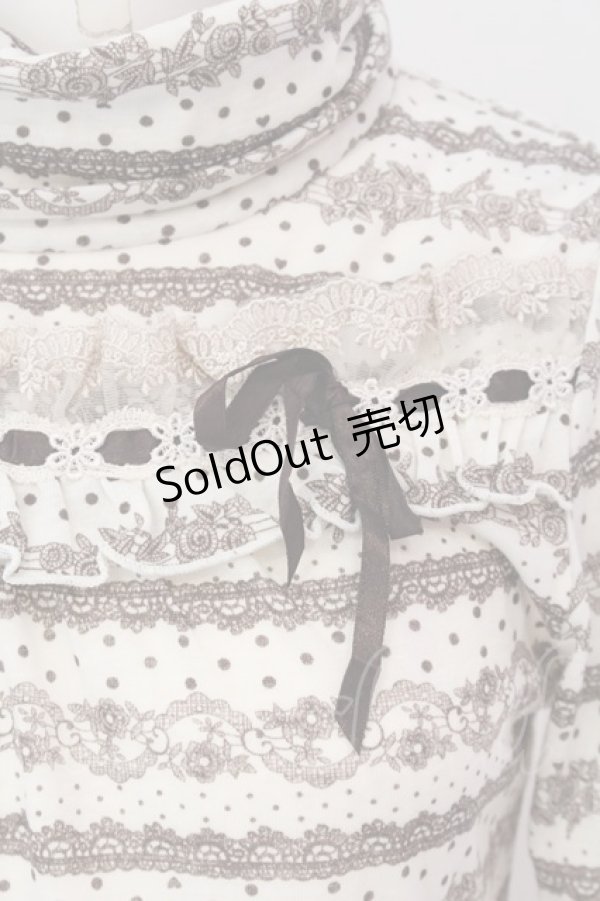 画像2: axes femme / レースプリントハイネックカットソー M アイボリー O-25-04-15-066-AX-TO-IG-OS (2)