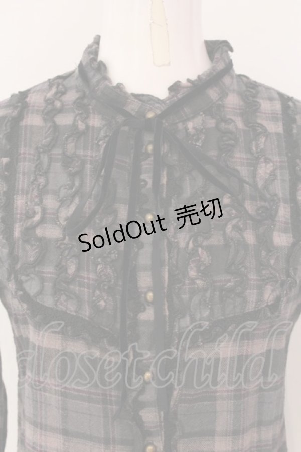 画像2: axes femme / ヨークフリルネルシャツ M クロ系 O-25-04-15-068-AX-BL-IG-OS (2)