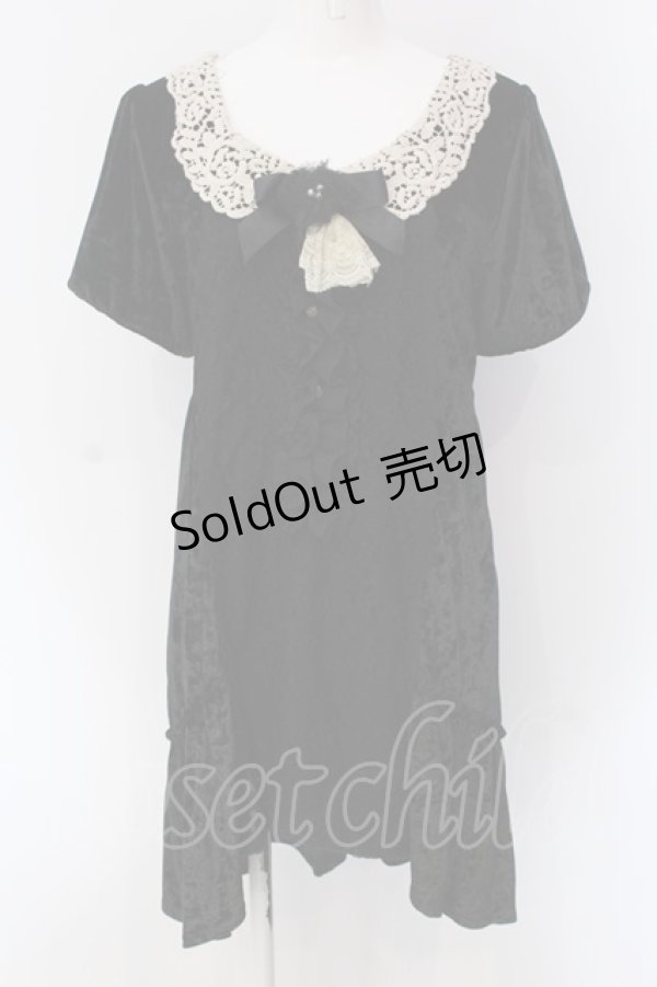 画像1: axes femme / ベロアフィッシュテールチュニック  クロ O-25-04-15-007-AX-OP-IG-OS (1)