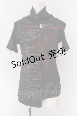 画像: h.ANARCHY / 蜘蛛の巣プリント半袖ハイネックトップス  ブラック×レッド O-25-04-15-073-HN-TO-IG-OS