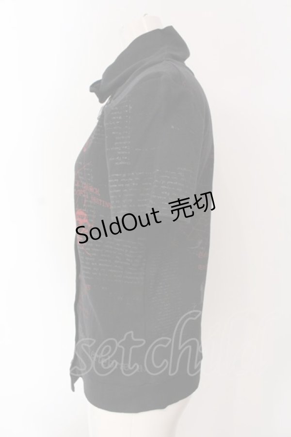 画像2: h.ANARCHY / 蜘蛛の巣プリント半袖ハイネックトップス  ブラック×レッド O-25-04-15-073-HN-TO-IG-OS (2)