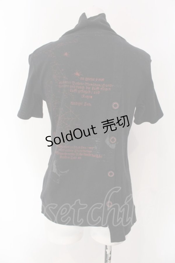 画像3: h.ANARCHY / 蜘蛛の巣プリント半袖ハイネックトップス  ブラック×レッド O-25-04-15-073-HN-TO-IG-OS (3)