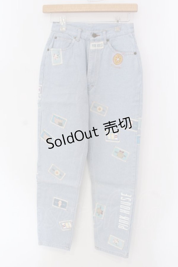画像1: PINK HOUSE / キューピーパッチデニムパンツ  ライトインディゴ O-25-04-15-079-LO-PA-IG-ZT217 (1)