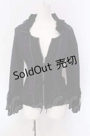 画像: Ozz On / ベロア切り替えジップジャケット  ブラック×パープル O-25-04-15-009-OO-JA-IG-OS