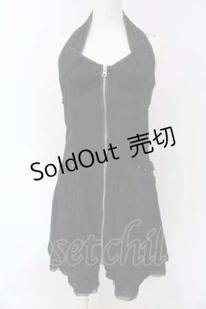 画像: Ozz On / ホルターネックベロア切替ワンピース  ブラック×パープル O-25-04-15-010-OO-OP-IG-OS