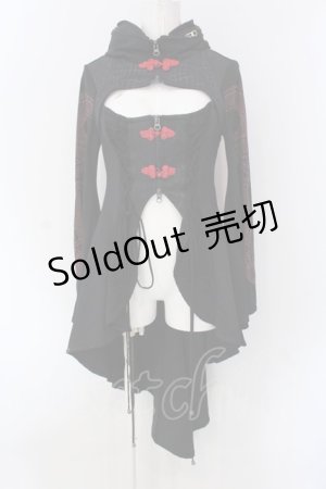 画像: Qutie Frash / 胸開きチャイナチュニック  ブラック×レッド O-25-04-15-012-QU-OP-IG-ZI