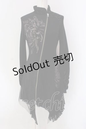 画像: Ozz oneste / 異素材チャイナワンピース  ブラック O-25-04-15-015-OO-OP-IG-OS