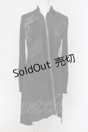画像: Ozz oneste / 異素材切替ジップアップワンピース  ブラック O-25-04-15-016-OO-OP-IG-OS