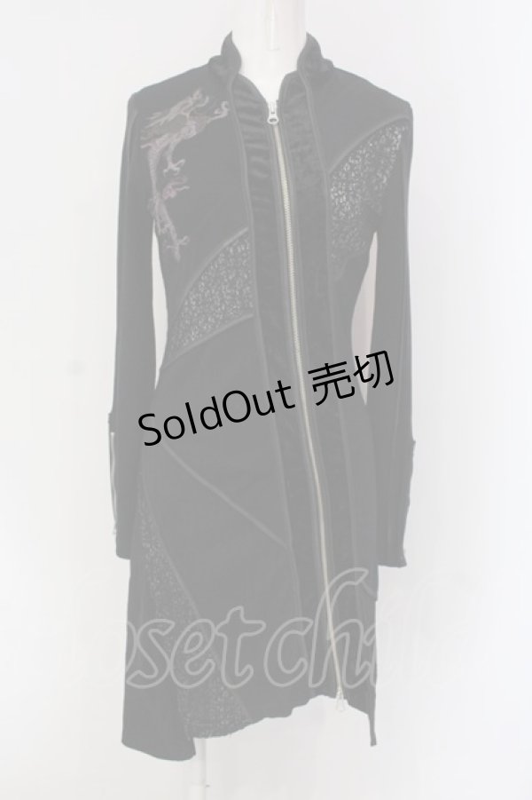画像1: Ozz oneste / 異素材切替ジップアップワンピース  ブラック O-25-04-15-016-OO-OP-IG-OS (1)
