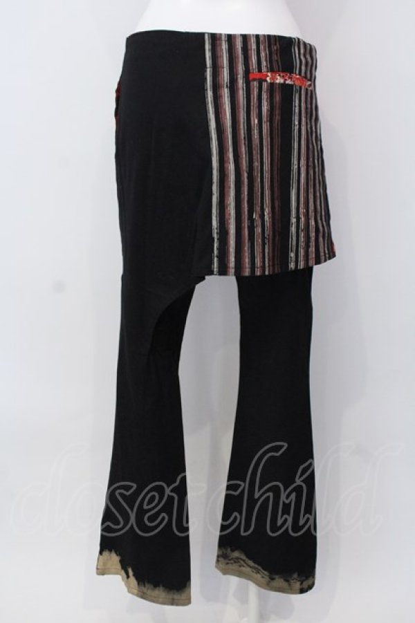 画像4: gouk / 和柄&龍刺繍ラップスカート風パンツ  ブラック×レッド O-25-04-15-002-GO-PA-IG-OS (4)