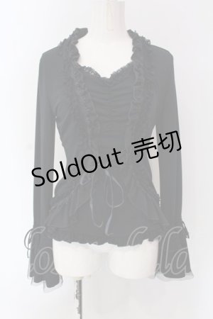 画像: Ozz oneste / ボレロ風フリルカットソー  ブラック O-25-04-15-020-OO-TO-IG-OS
