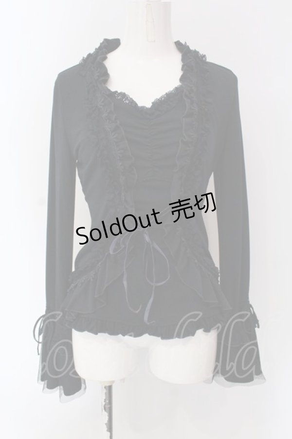画像1: Ozz oneste / ボレロ風フリルカットソー  ブラック O-25-04-15-020-OO-TO-IG-OS (1)
