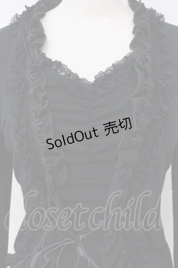 画像2: Ozz oneste / ボレロ風フリルカットソー  ブラック O-25-04-15-020-OO-TO-IG-OS (2)