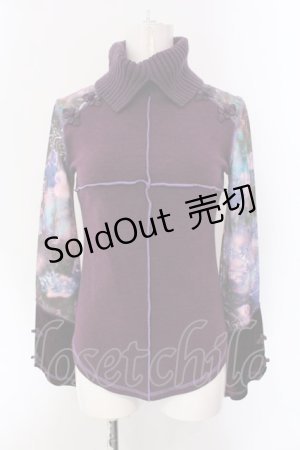 画像: Ozz On / ハイネック異素材切り替えカットソー  パープル O-25-04-15-022-OO-TO-IG-OS